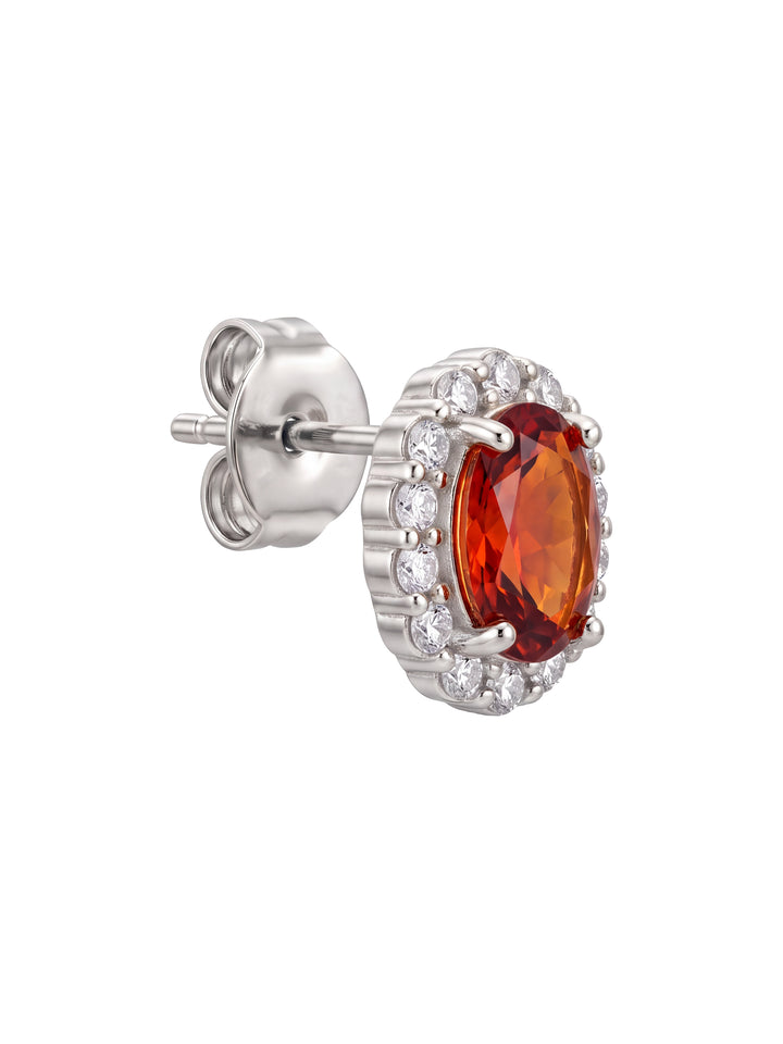 Par Arete Zirconia Roja Ovalada Con Halo
