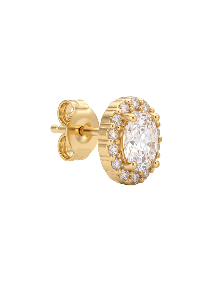 Par Arete Zirconia Blanca Ovalada Con Halo