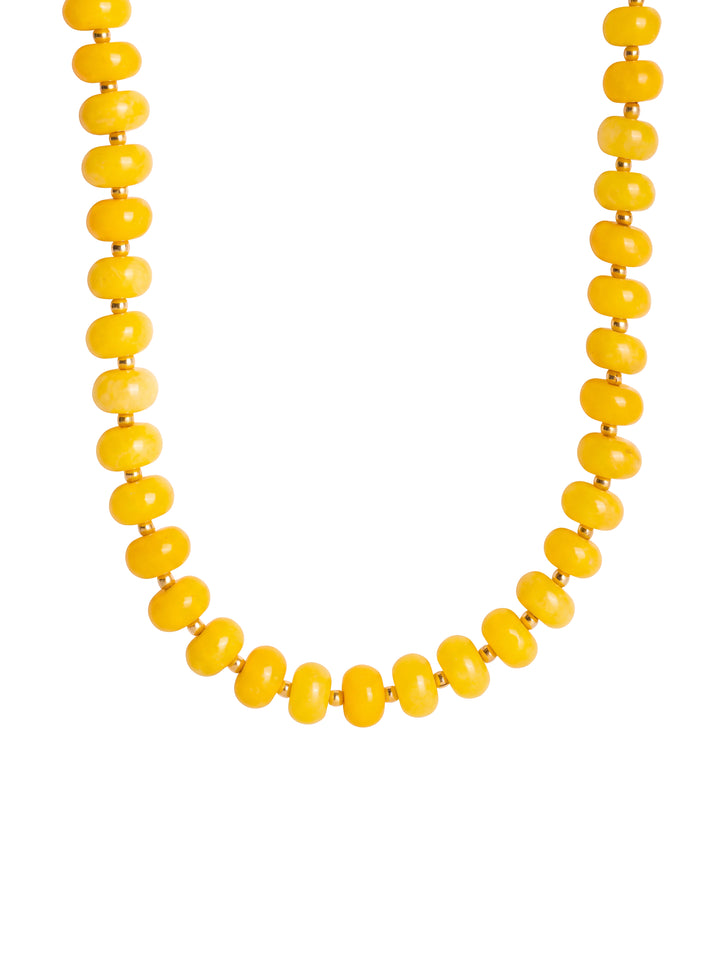Choker Aros Piedra Natural Bolitas Doradas 8 mm