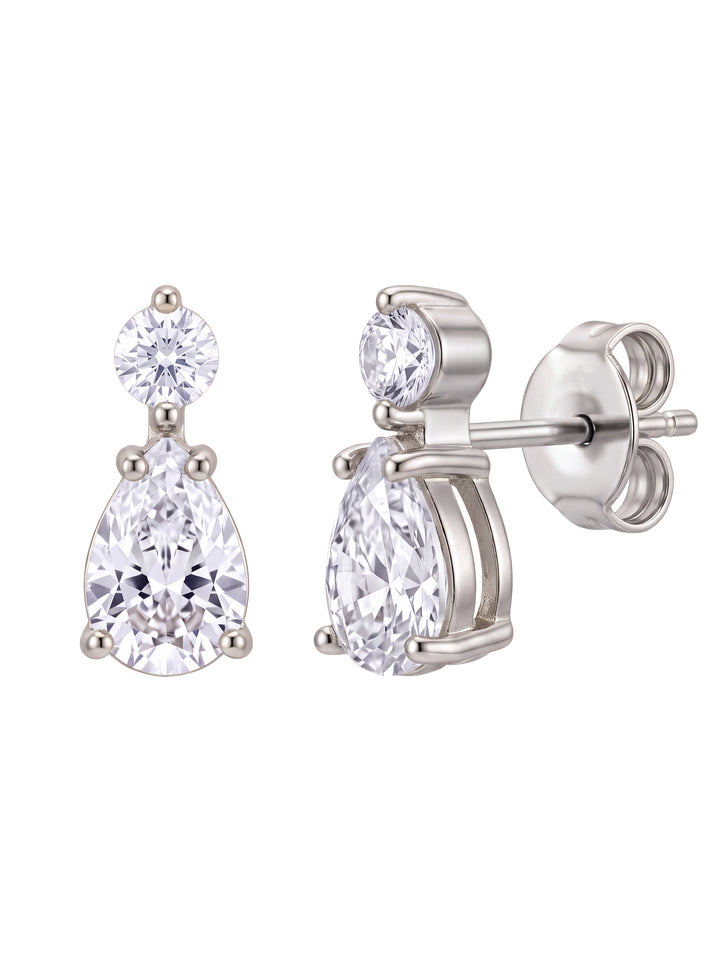Par Arete Zirconia Con Gota Blanca