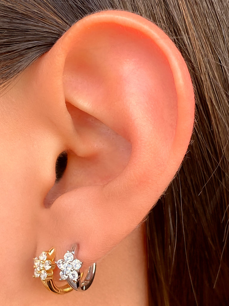 Arracada Con Flor Zirconias