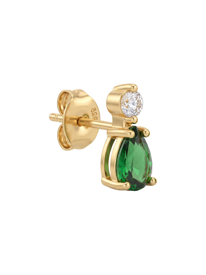 Par Arete Zirconia Con Gota Verde