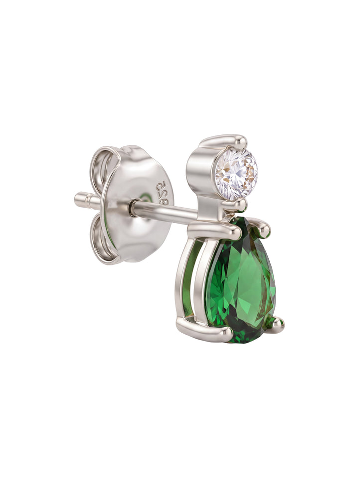 Par Arete Zirconia Con Gota Verde