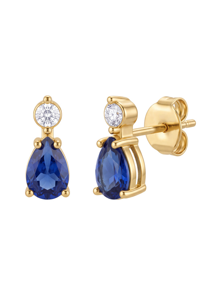 Par Arete Zirconia Con Gota Azul