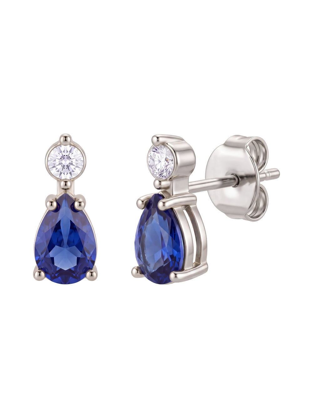 Par Arete Zirconia Con Gota Azul