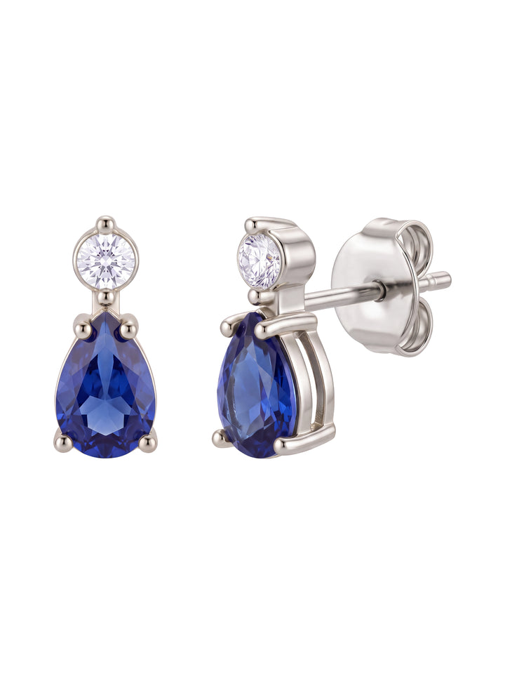 Par Arete Zirconia Con Gota Azul