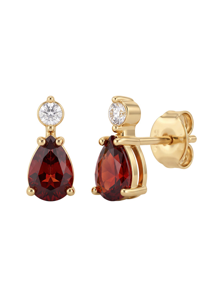 Par Arete Zirconia Con Gota Roja