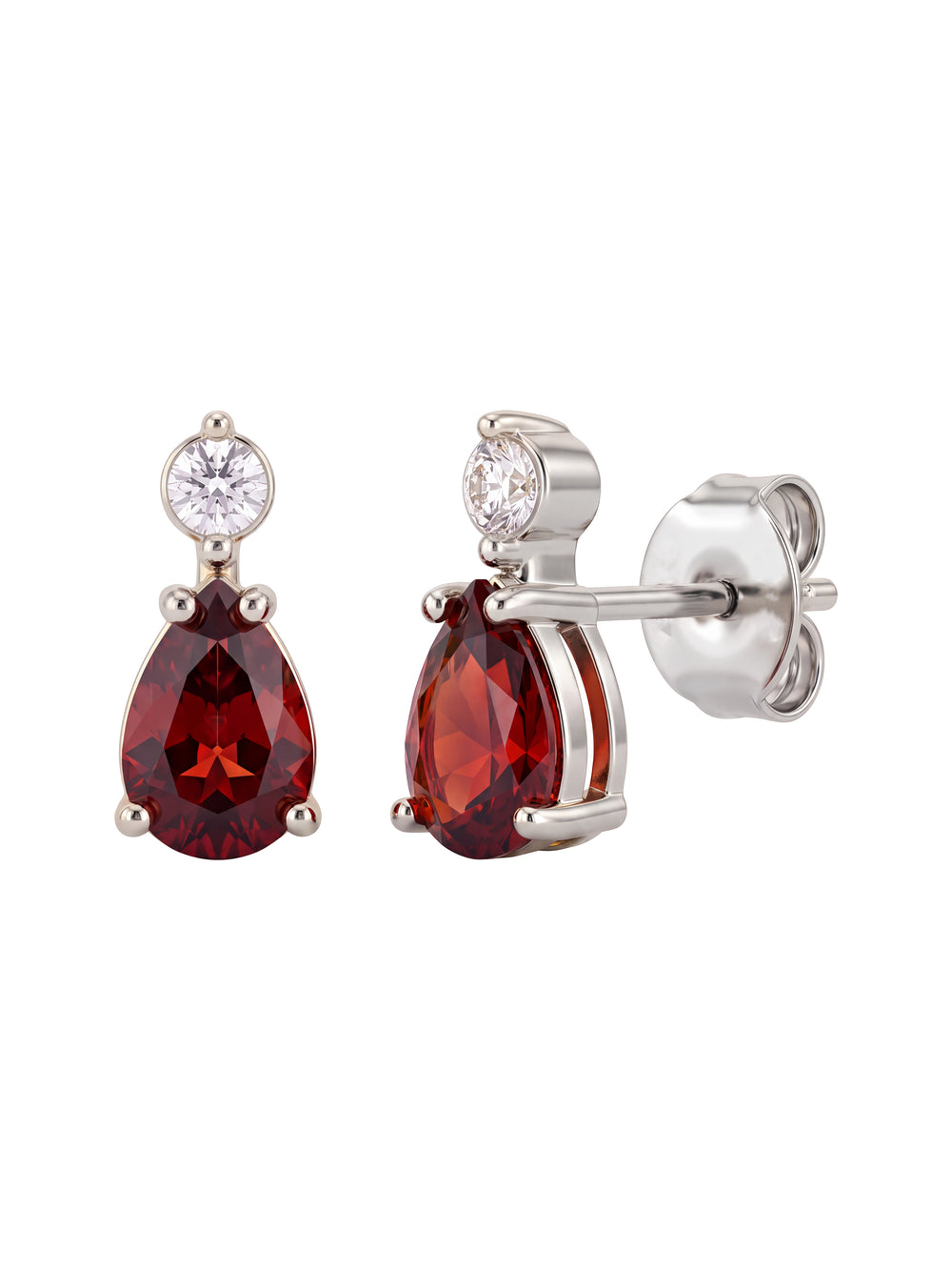 Par Arete Zirconia Con Gota Roja