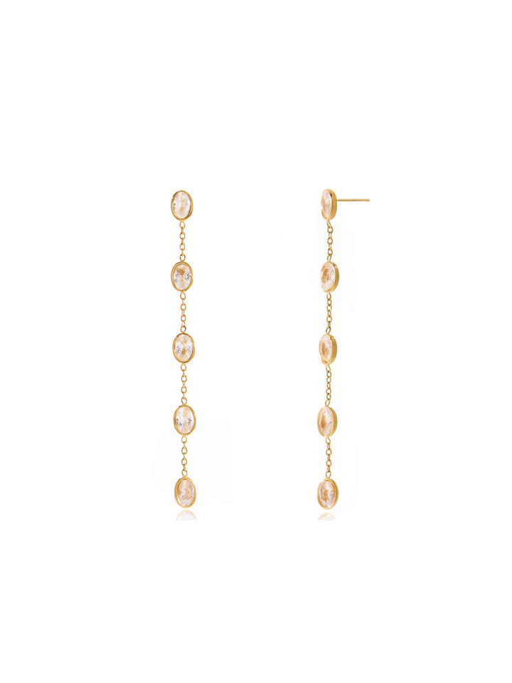 Par Arete Tira Zirconias Ovaladas