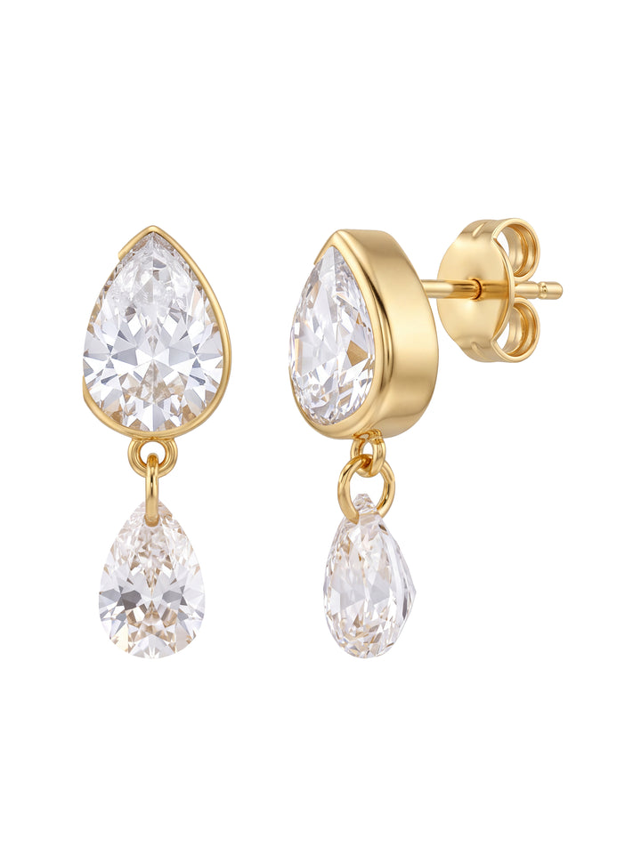 Par Arete Gota Colgante Con Zirconias