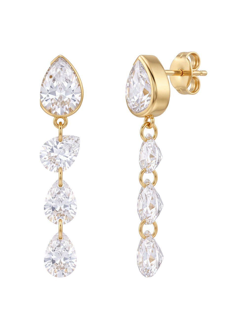 Par Arete Gota Colgante Con Triple Zirconias