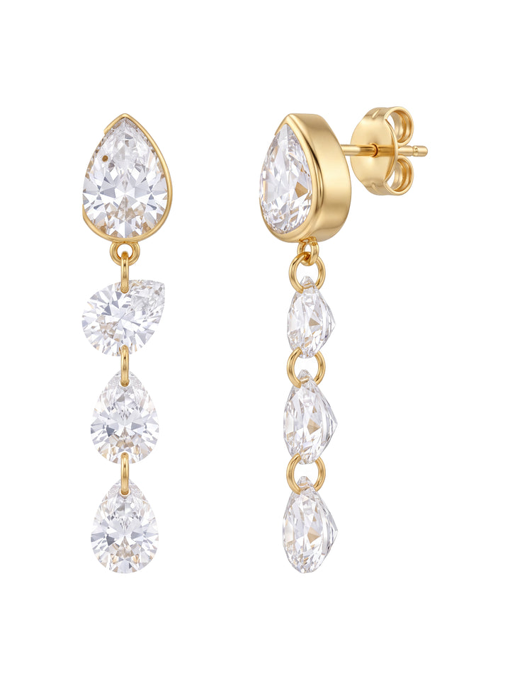 Par Arete Gota Colgante Con Triple Zirconias