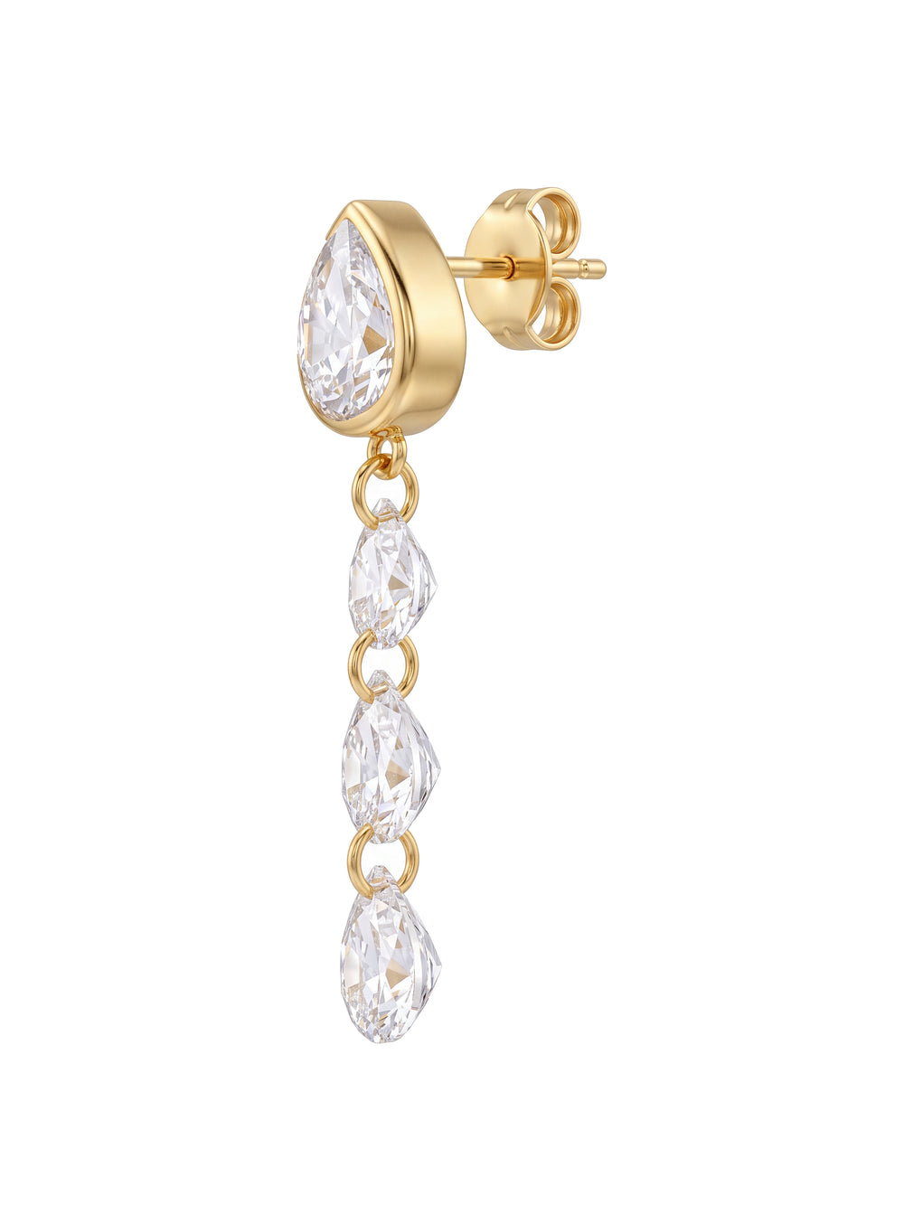Par Arete Gota Colgante Con Triple Zirconias