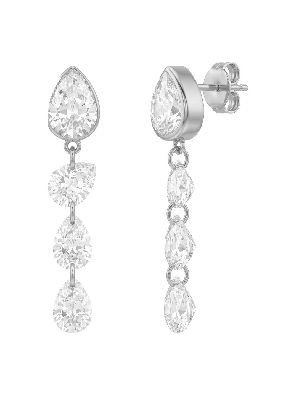 Par Arete Gota Colgante Con Triple Zirconias