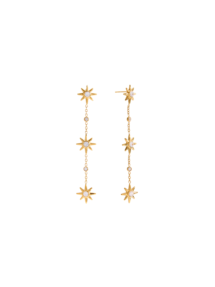 Par Arete Tira Tres Estrellas Con Zirconias