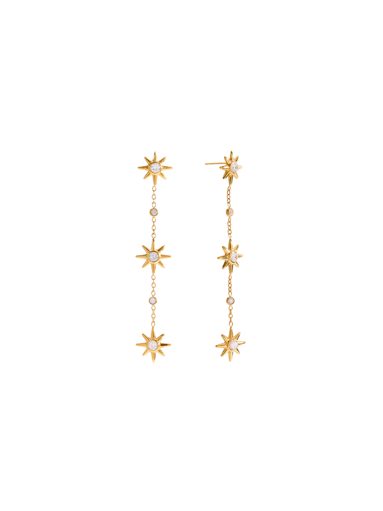 Par Arete Tira Tres Estrellas Con Zirconias