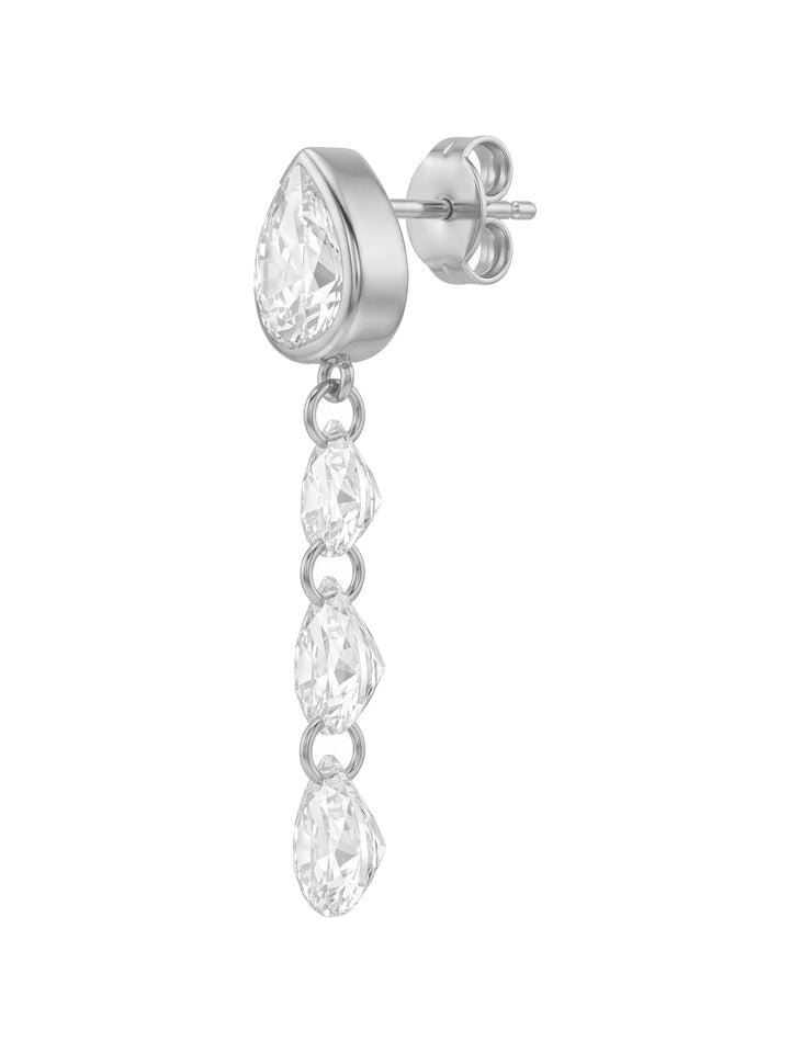 Par Arete Gota Colgante Con Triple Zirconias