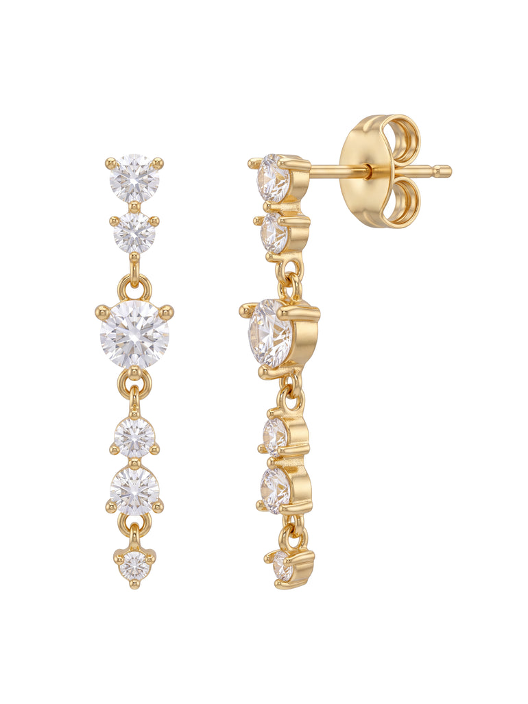Par Arete Tira Seis Zirconias Redondas