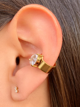 Ear Cuff Chunky Con Gota Zirconia