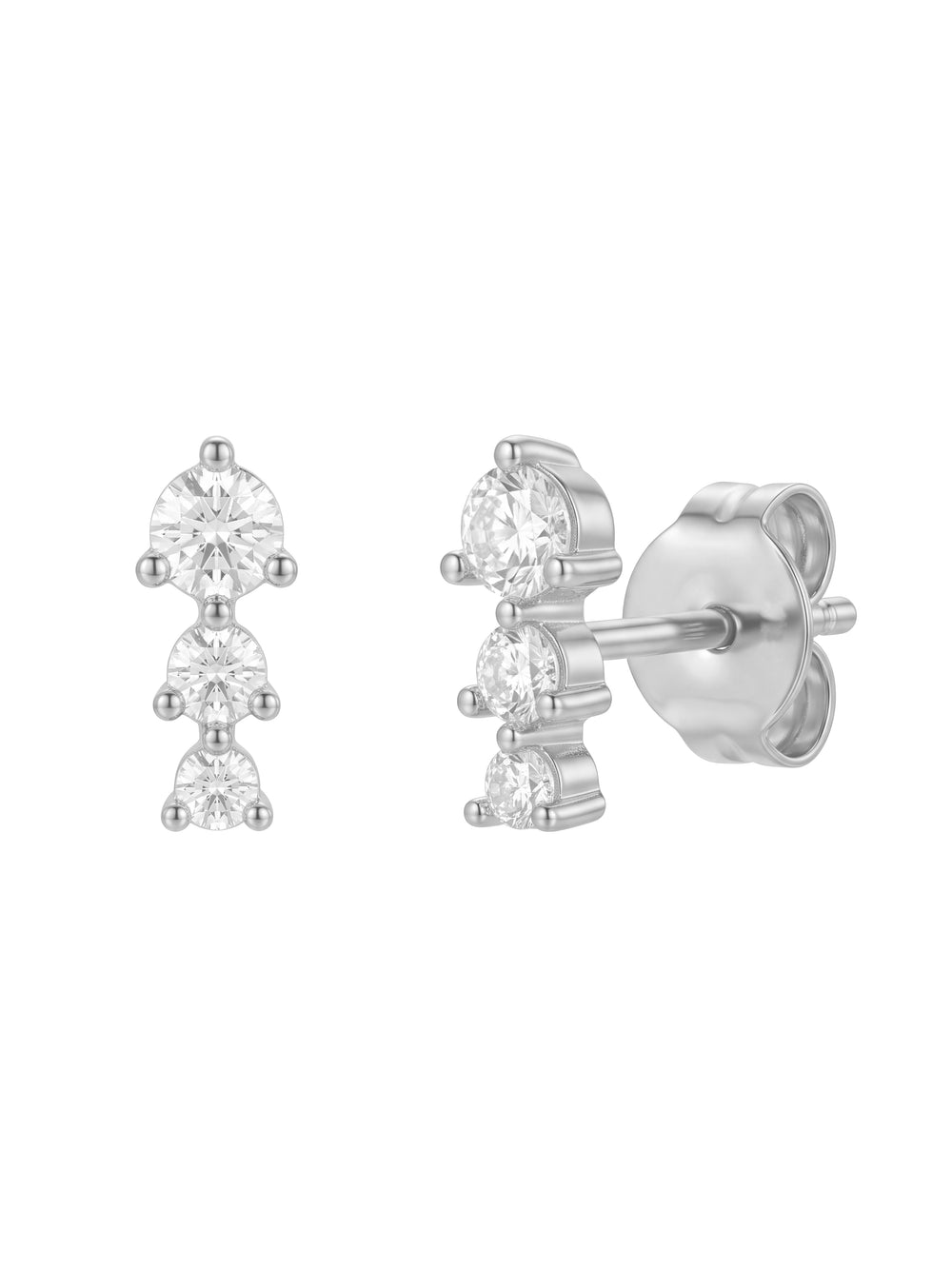 Par Arete Mini Tira Triple Zirconias Redonda
