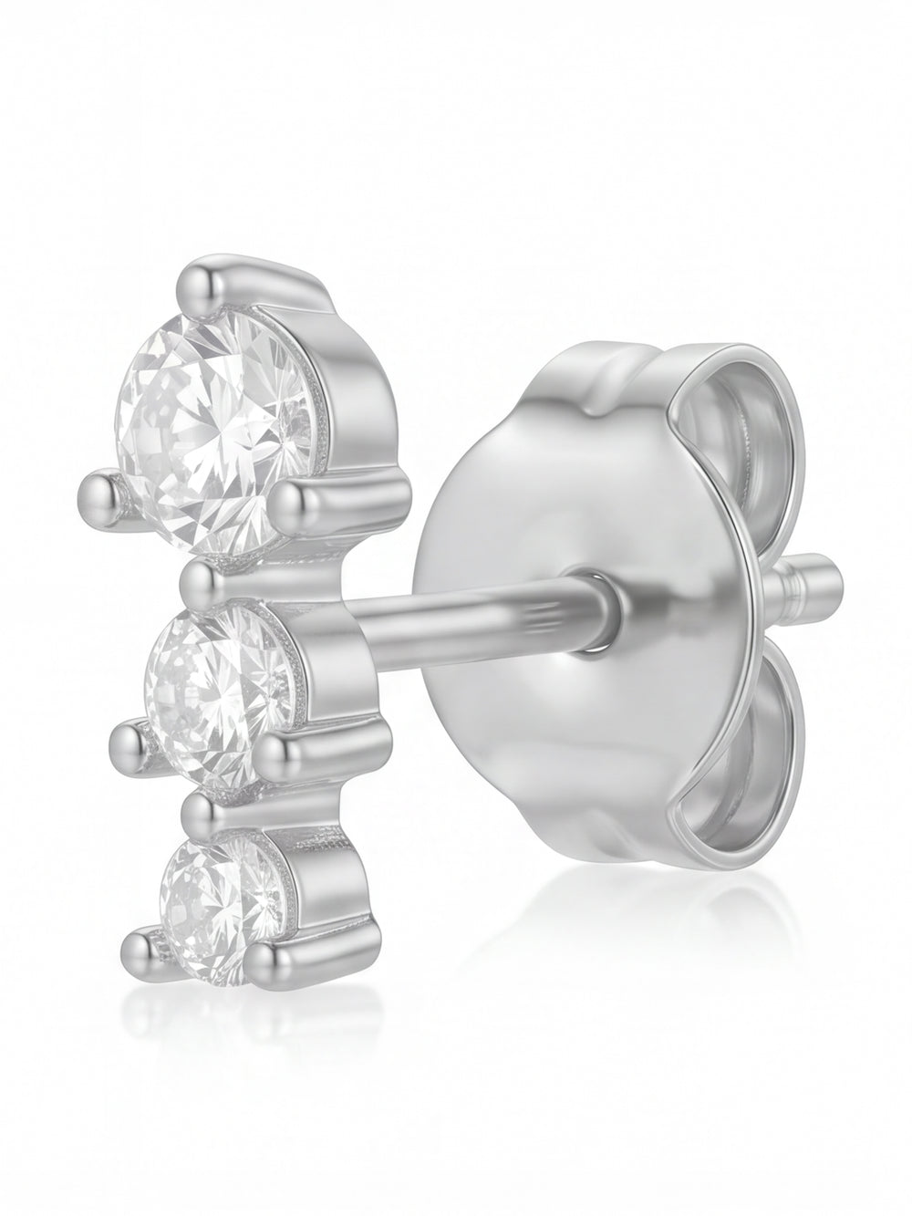 Par Arete Mini Tira Triple Zirconias Redonda
