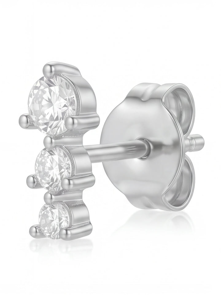 Par Arete Mini Tira Triple Zirconias Redonda