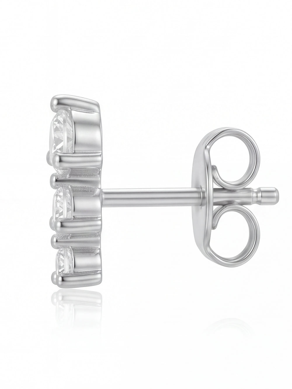 Par Arete Mini Tira Triple Zirconias Redonda