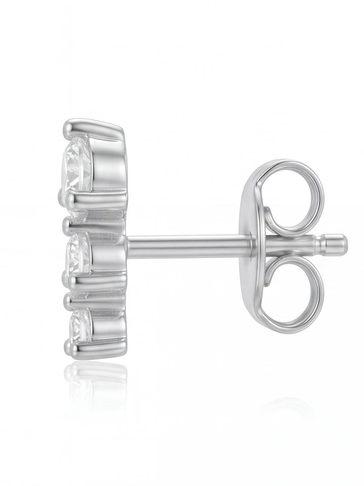 Par Arete Mini Tira Triple Zirconias Redonda
