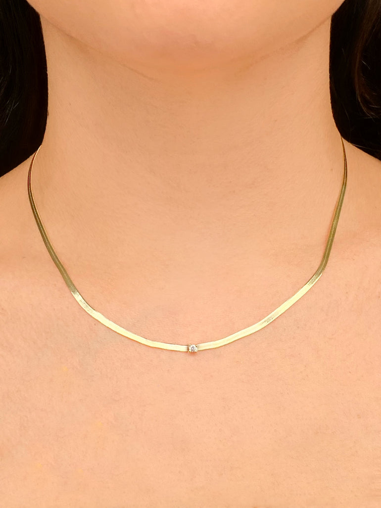 Collar Planchado Con Mini Zirconia