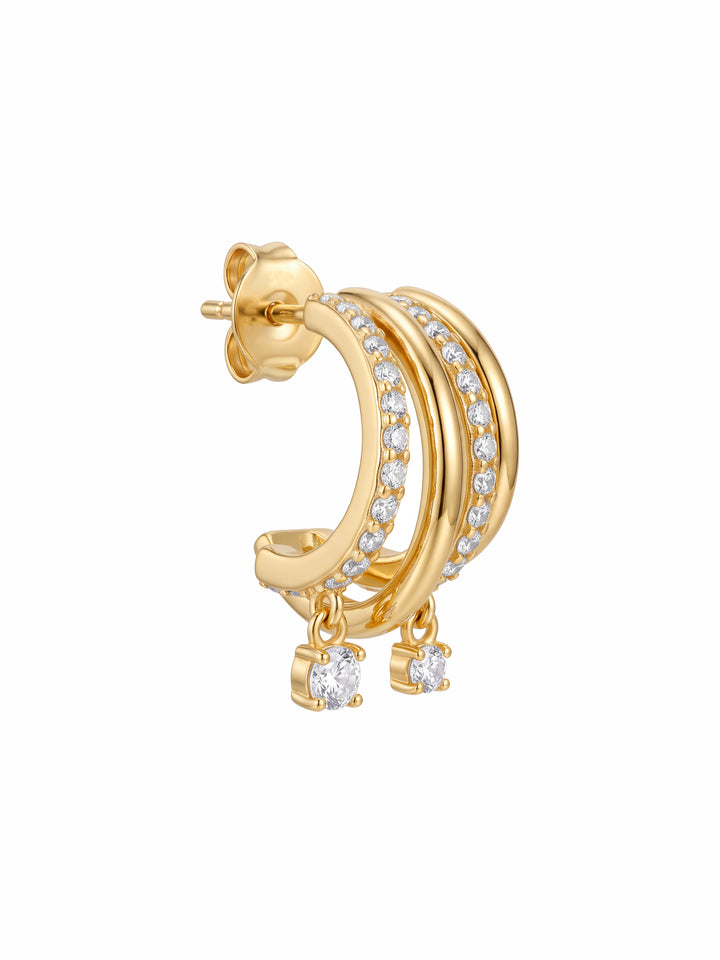 Par Semi Arracada Con Zirconias Colgantes