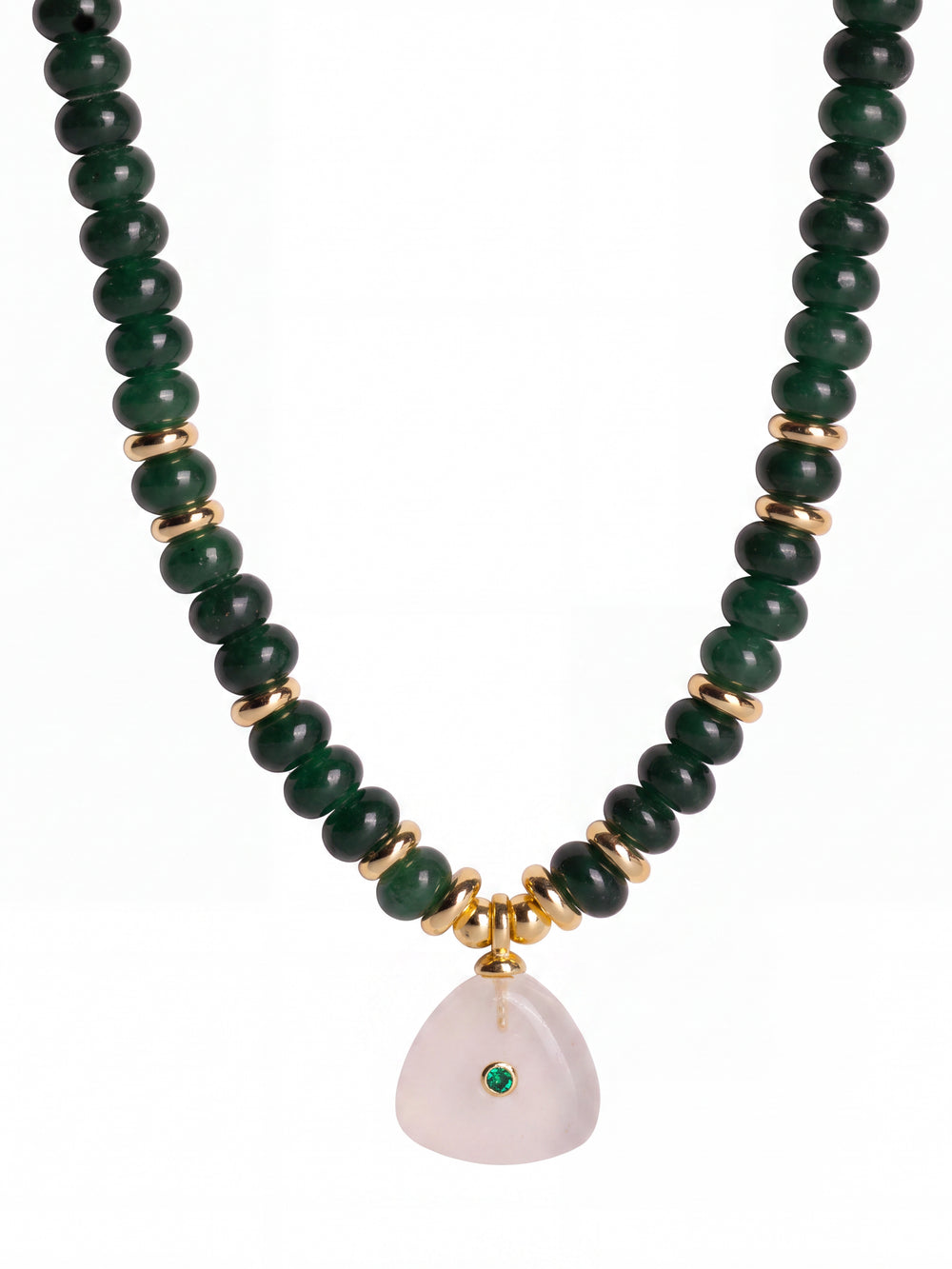 Collar Piedra Natural Verde Con Dije Triangular