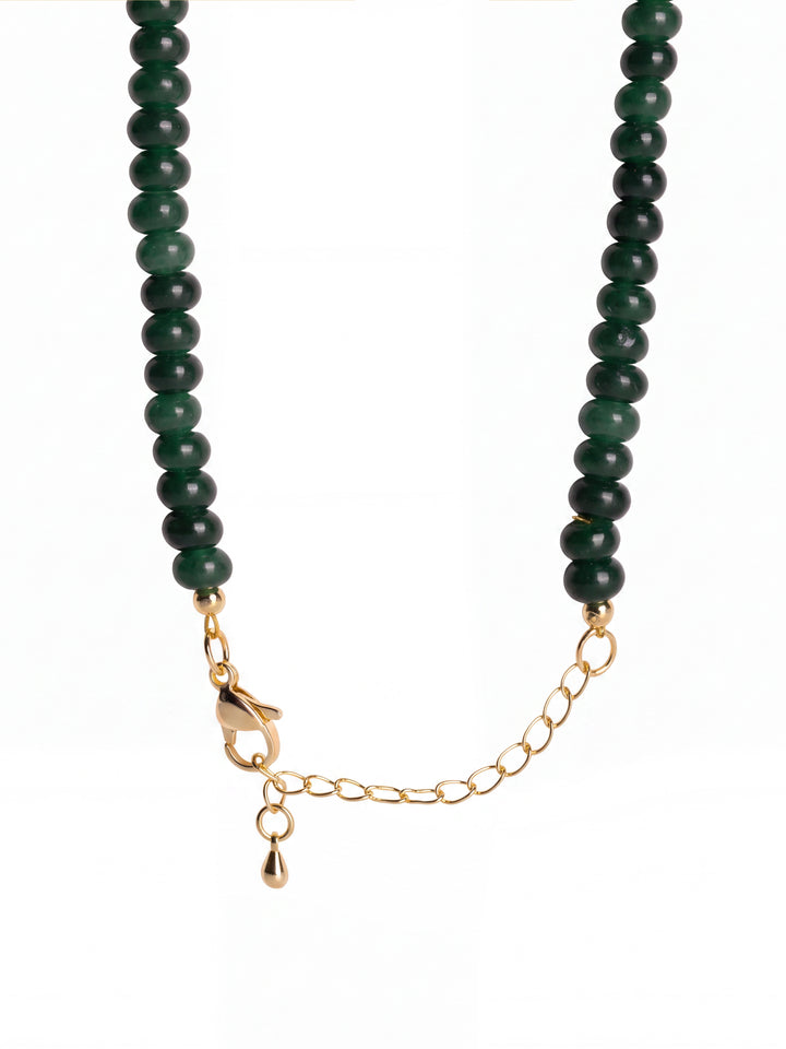 Collar Piedra Natural Verde Con Dije Triangular