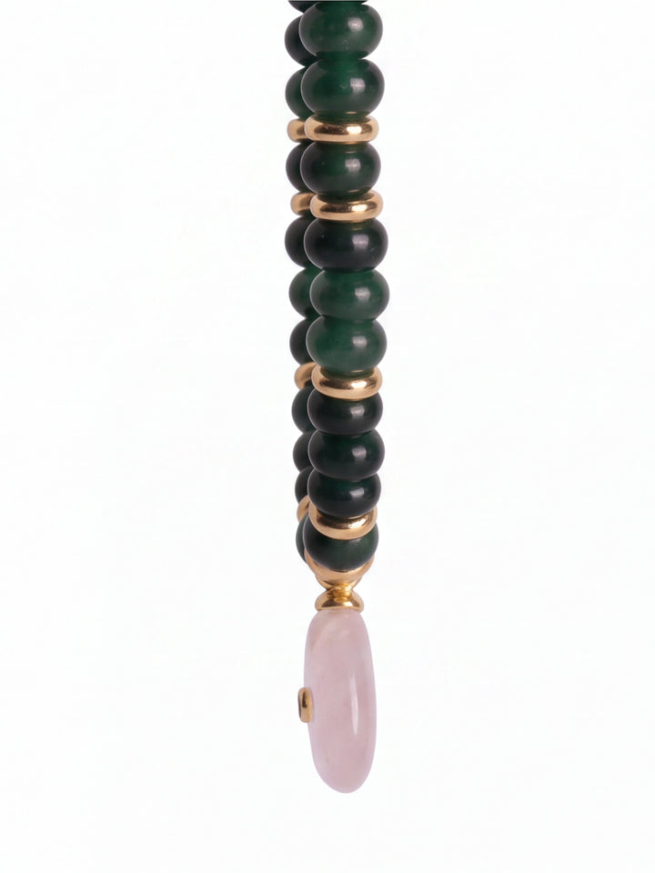 Collar Piedra Natural Verde Con Dije Triangular