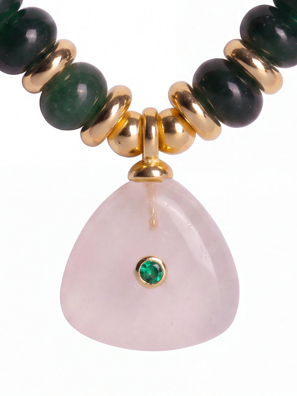 Collar Piedra Natural Verde Con Dije Triangular
