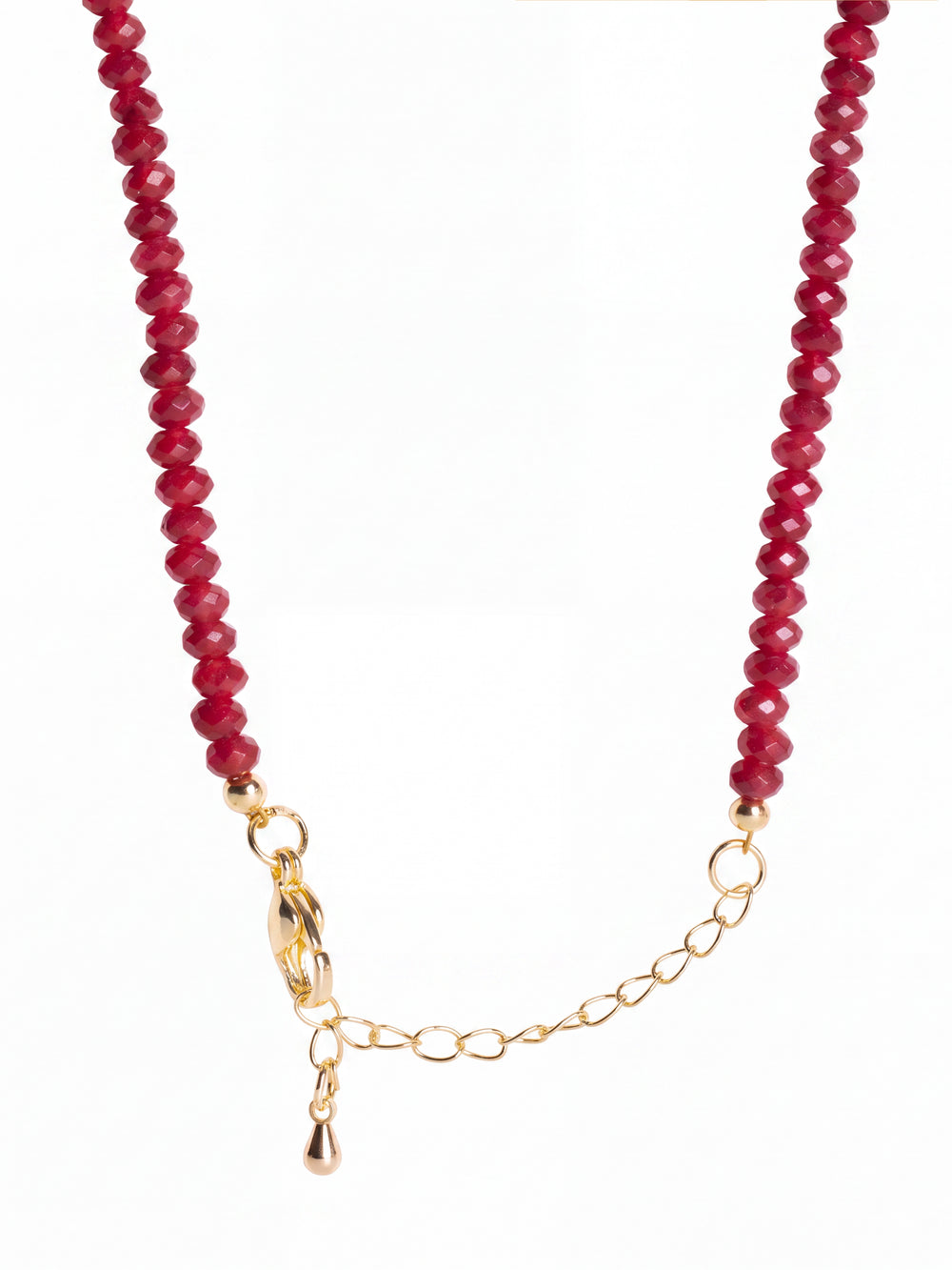 Collar Piedra Natural Roja Con Dije Ovalado