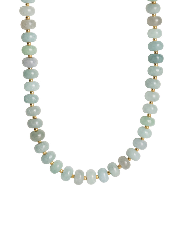 Choker Aros Piedra Natural Bolitas Doradas 8 mm