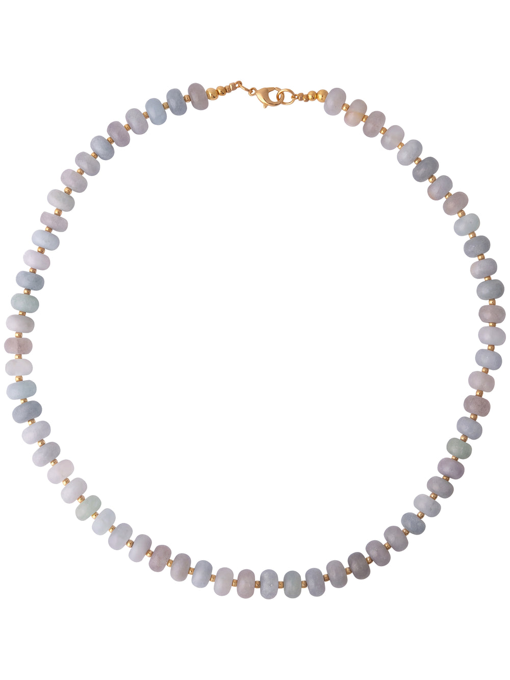 Choker Aros Piedra Natural Bolitas Doradas 8 mm