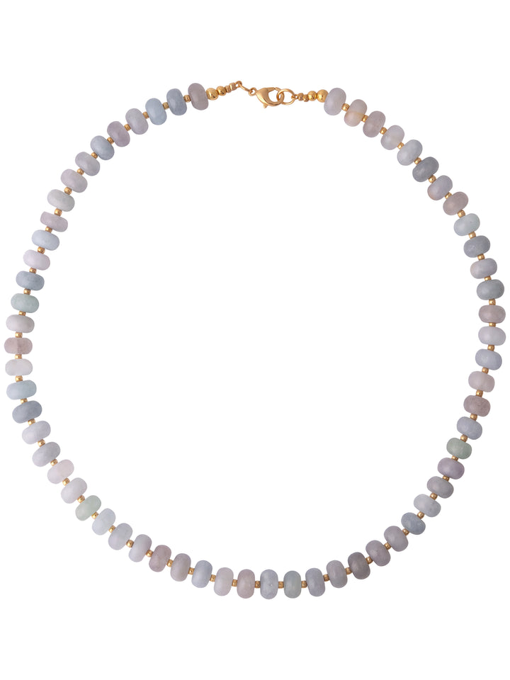 Choker Aros Piedra Natural Bolitas Doradas 8 mm