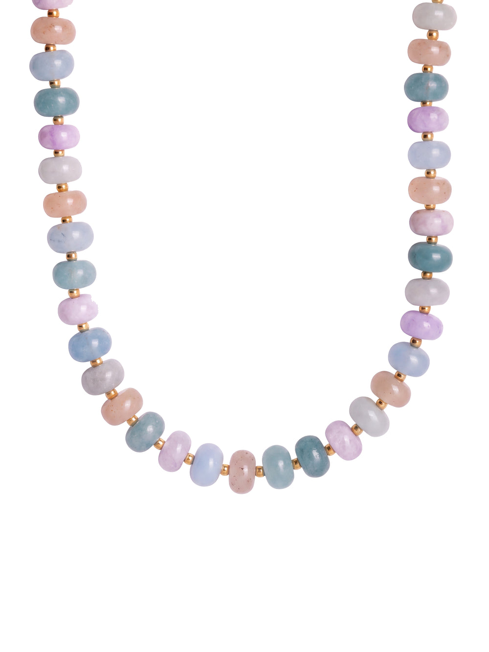 Choker Aros Piedra Natural Bolitas Doradas 8 mm