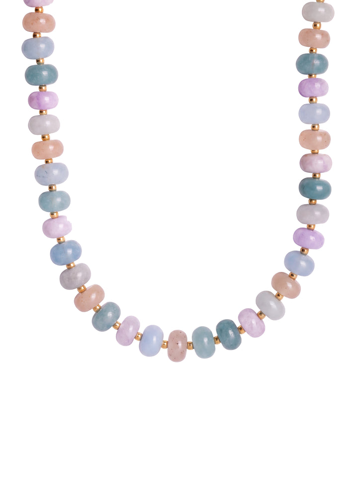 Choker Aros Piedra Natural Bolitas Doradas 8 mm