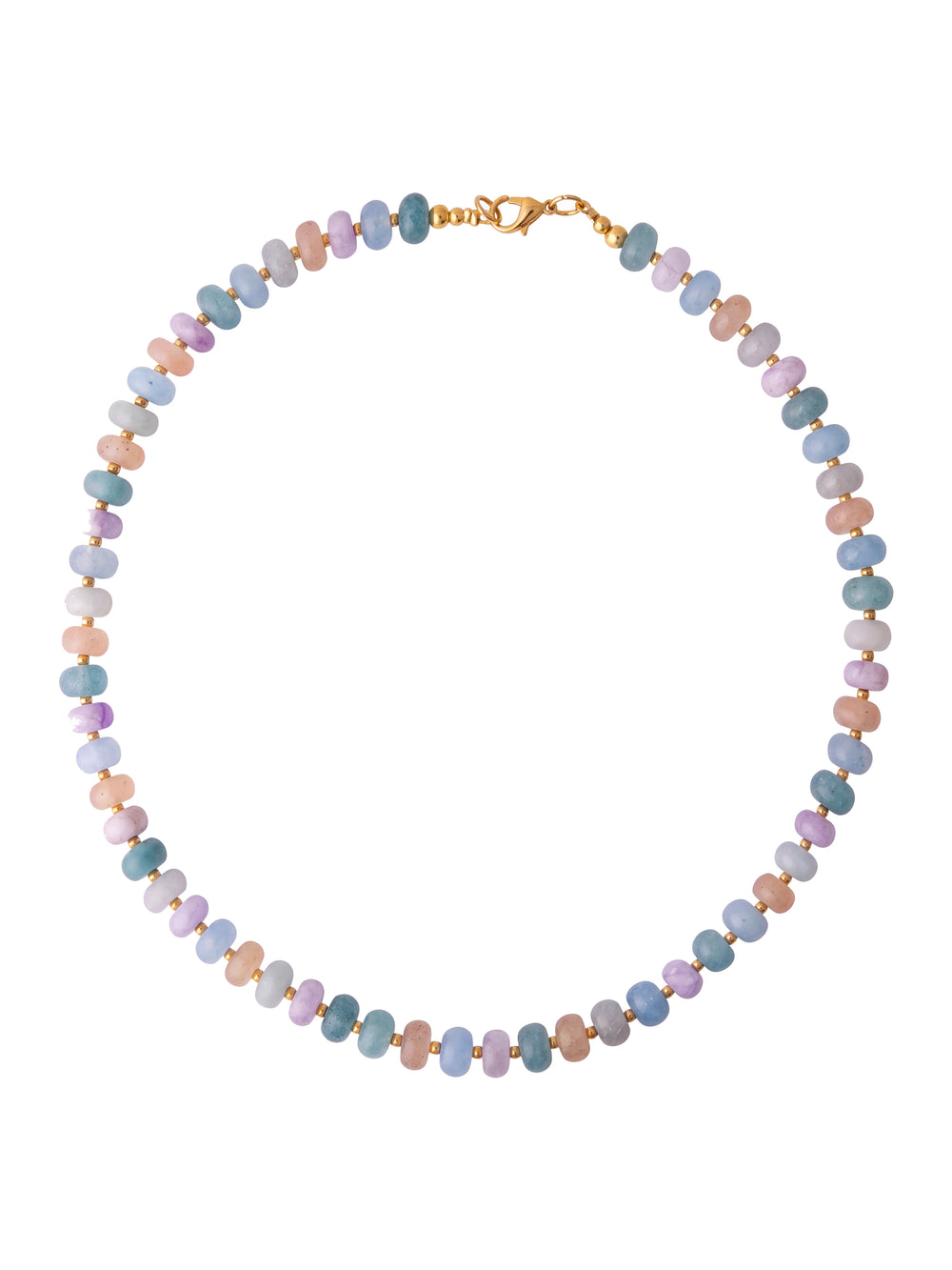 Choker Aros Piedra Natural Bolitas Doradas 8 mm