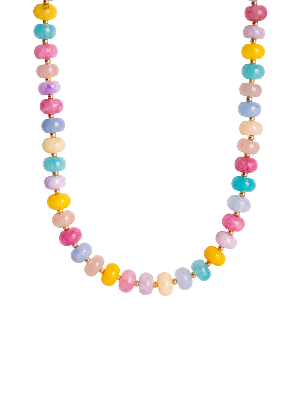 Choker Aros Piedra Natural Bolitas Doradas 8 mm
