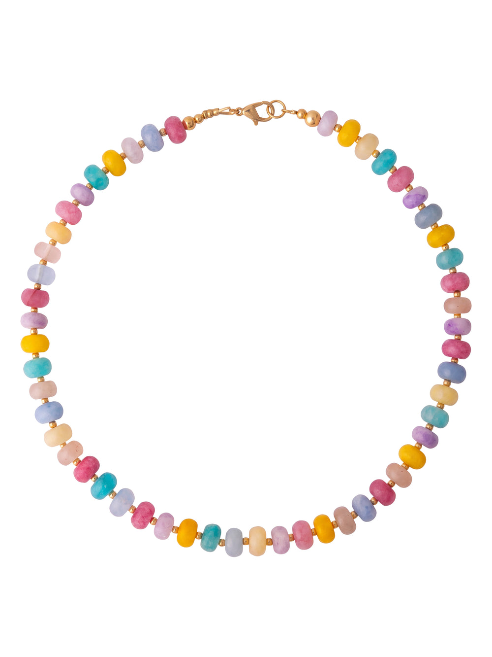 Choker Aros Piedra Natural Bolitas Doradas 8 mm