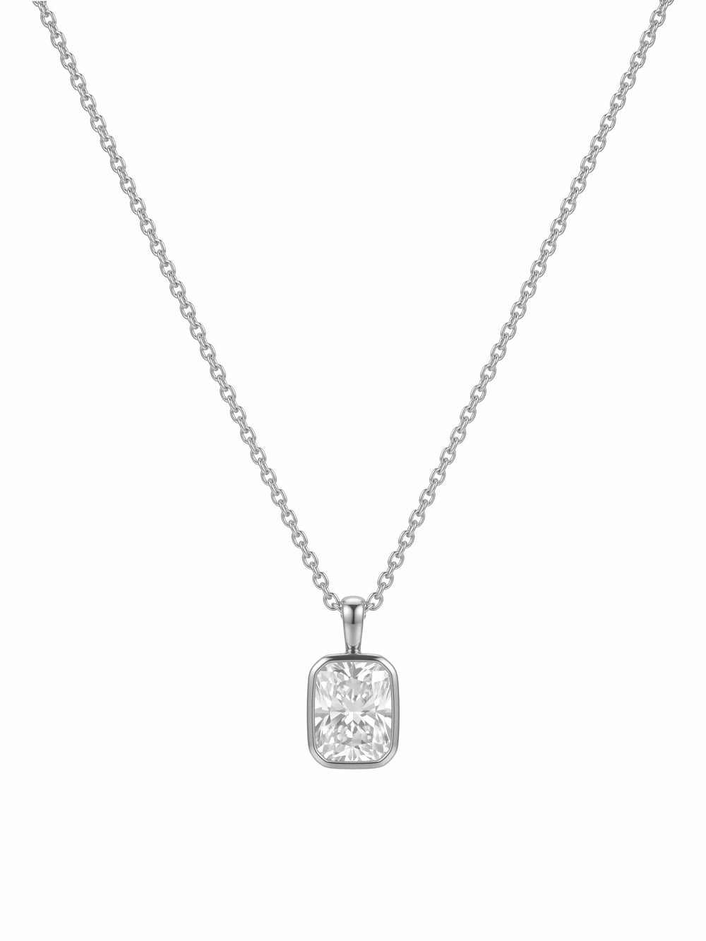 Collar Con Dije Zirconia Rectangular