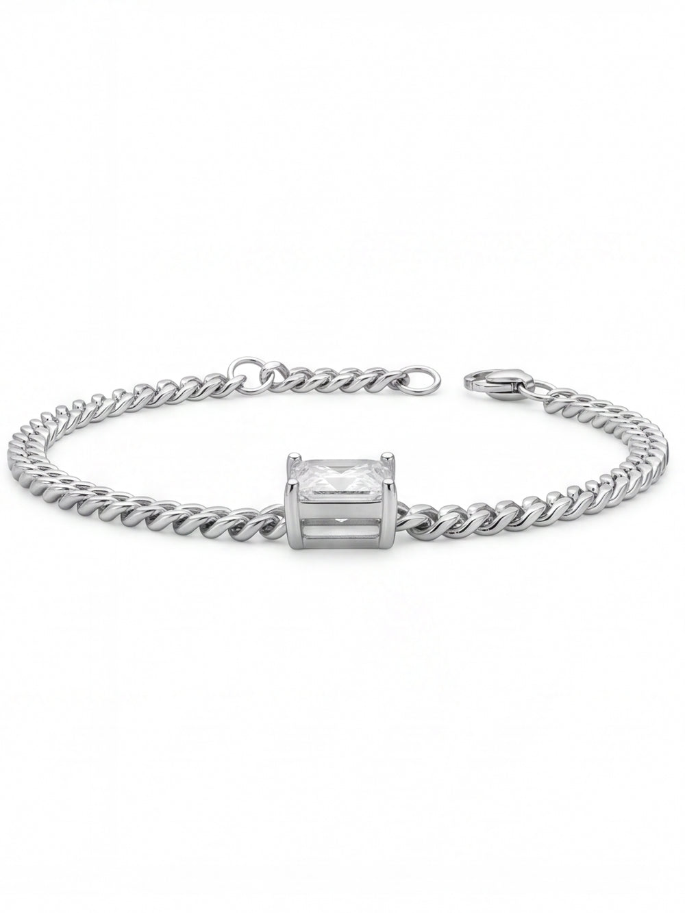 Pulsera Eslabones Moissanita Corte Princessa 1 CT
