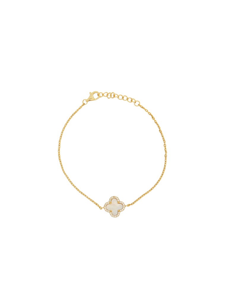 Pulsera Con Trebol Madre Perla