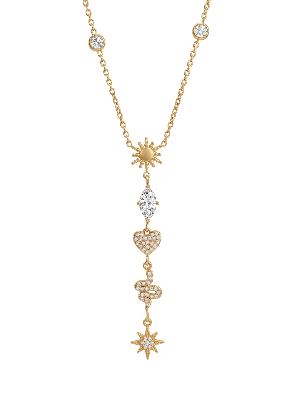 Collar Corbatin Con Sol, Corazon Y Serpiente