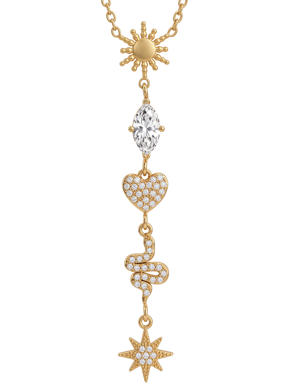 Collar Corbatin Con Sol, Corazon Y Serpiente