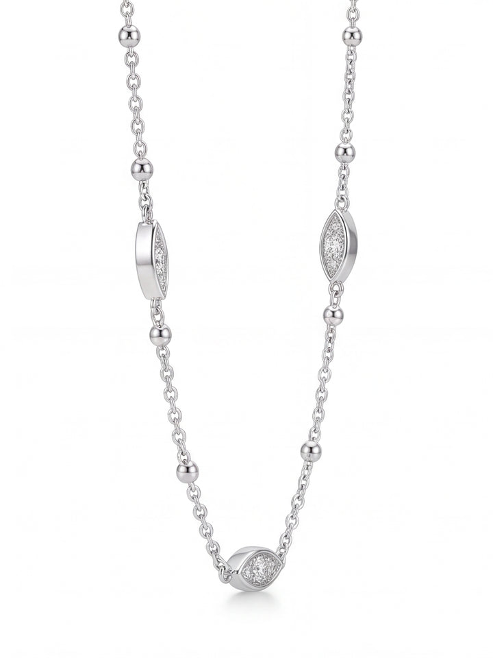 Collar Ovalos Con Zirconias Plateado