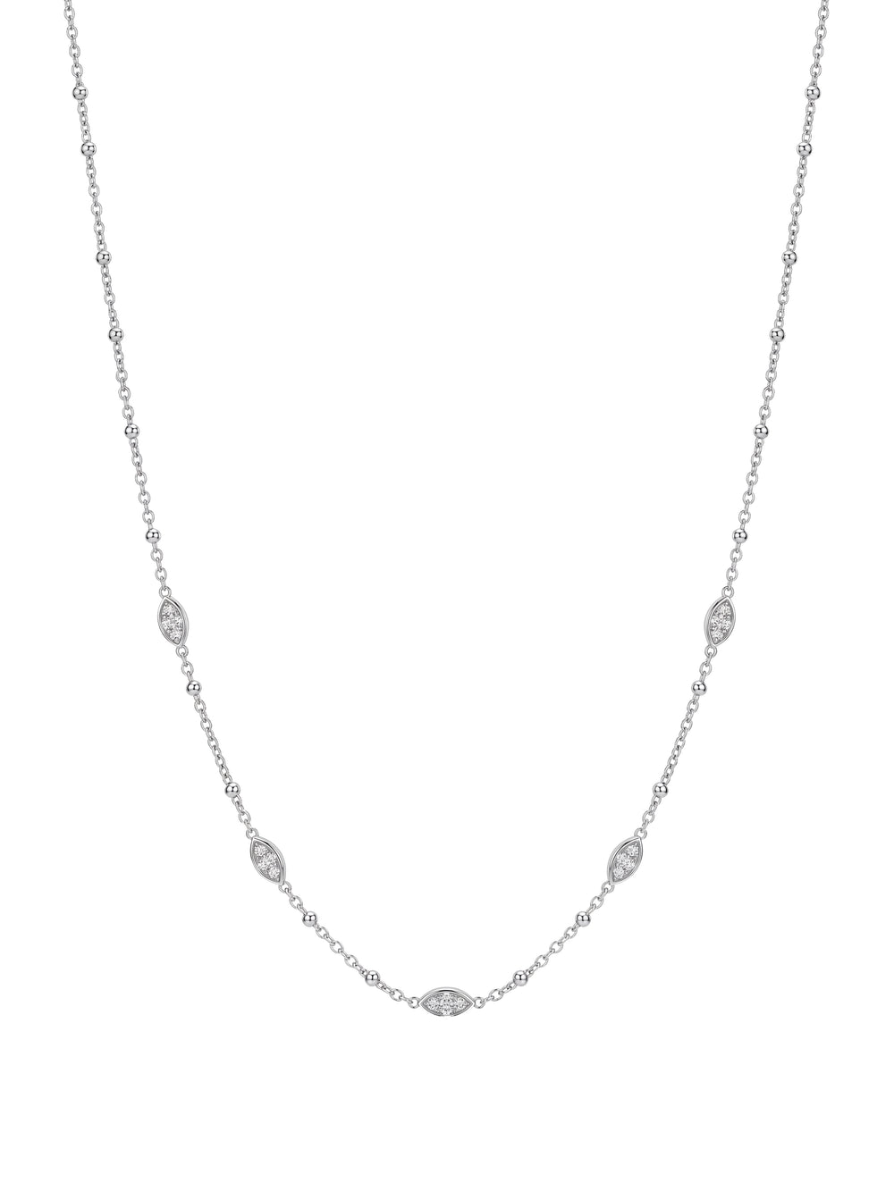 Collar Ovalos Con Zirconias Plateado